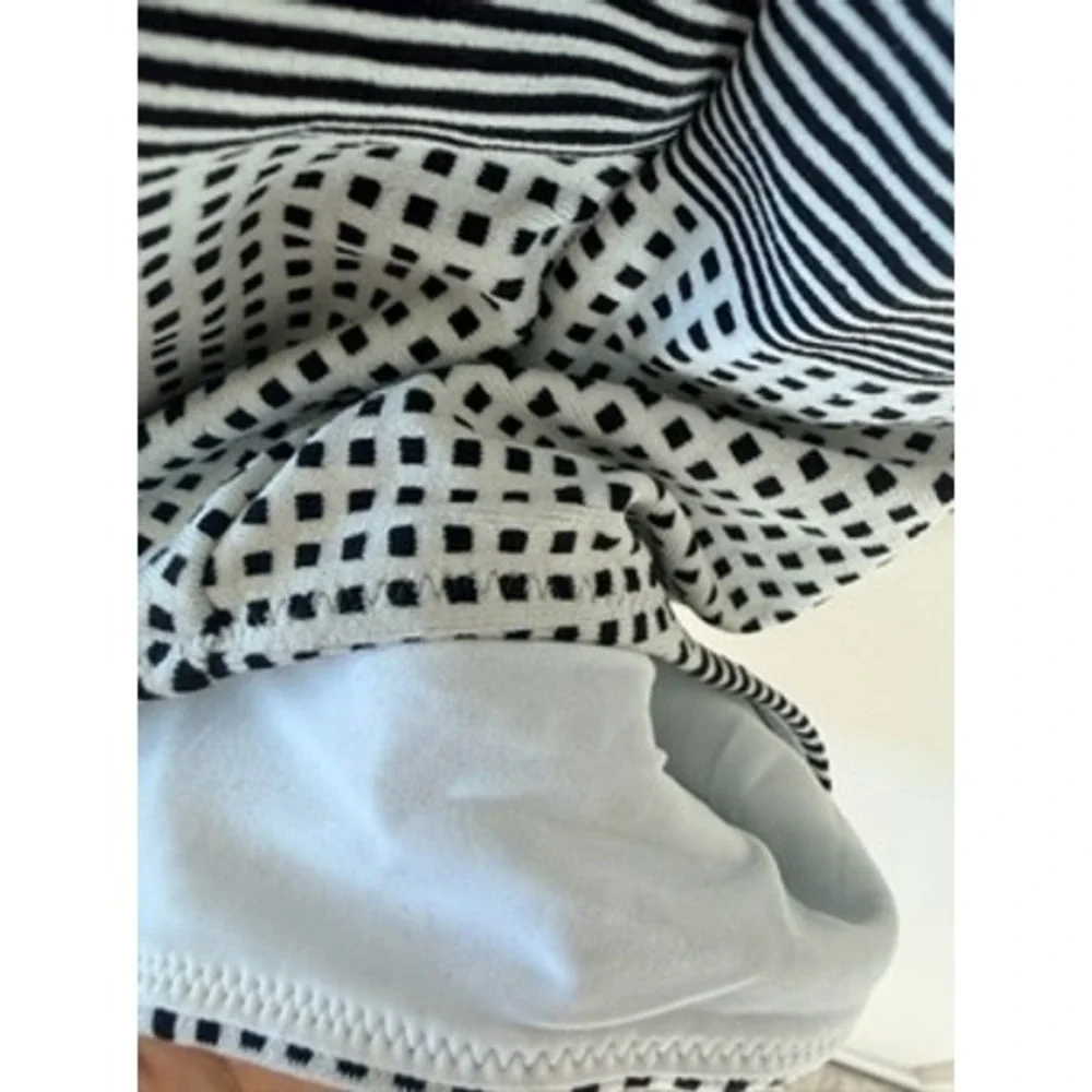 Lemlem Semira One Piece Swimsuit Vanilla Black White Striped Checkered XS NEW